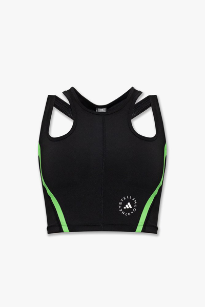 Shop Adidas By Stella Mccartney Logo Detailed Cropped Tank Top In Black
