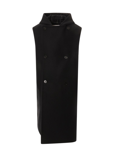 Shop Jil Sander Sleeveless Hooded Vest Coat In Black