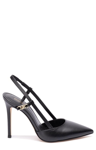 Shop Michael Michael Kors Pointed Toe Slingback Pumps In Black