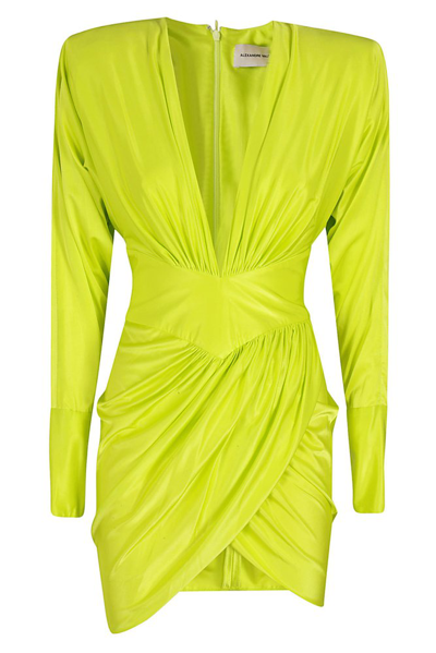 Shop Alexandre Vauthier Gathered V In Yellow