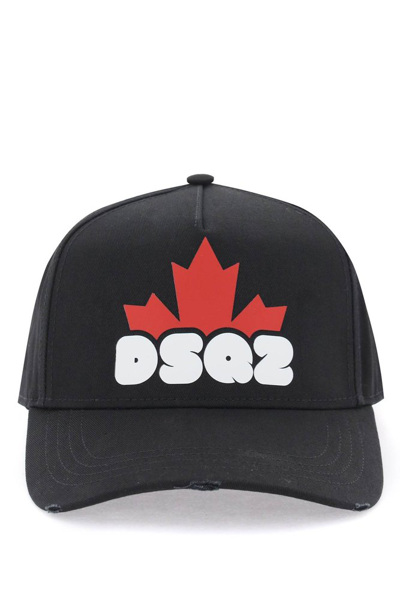 Shop Dsquared2 Distressed Icon Seasonal Baseball Cap In Black