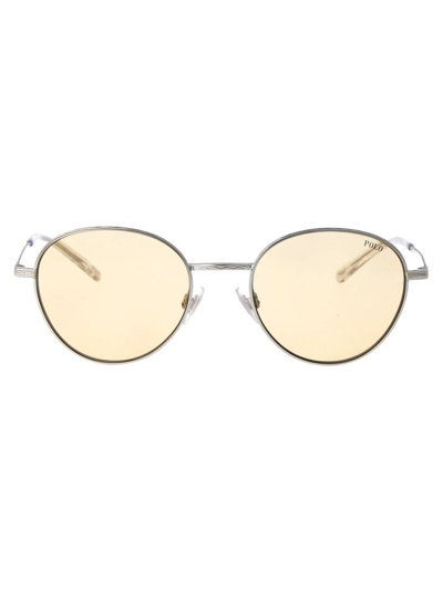 Shop Polo Ralph Lauren Eyewear Round Frame Sunglasses In Silver