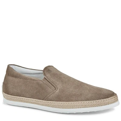 Shop Tod's Slip-on Shoes In Suede In Beige