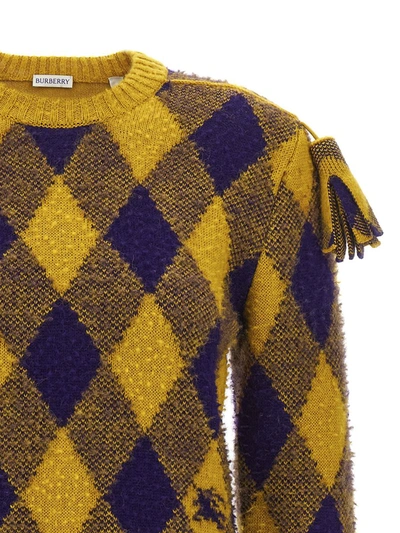 Shop Burberry 'argyle' Sweater In Yellow