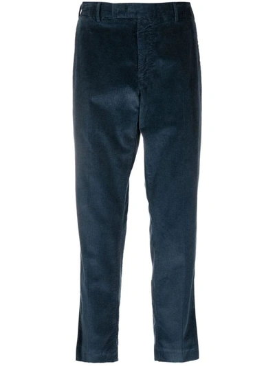 Shop Pt01 Rebel Stretch Velvet Trousers Clothing In Blue