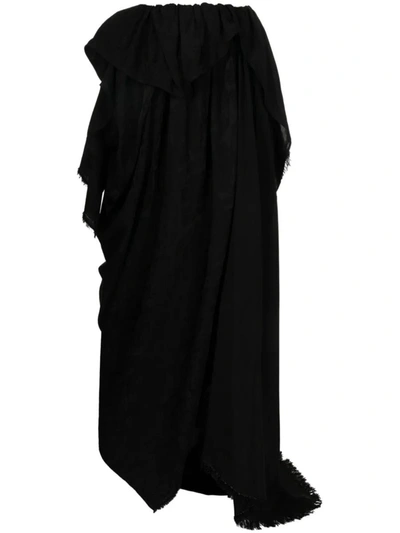 Shop Uma Wang Long Asymmetric Skirt In Black