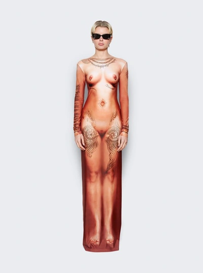 Shop Jean Paul Gaultier Printed Corps Maxi Dress In Neutrals