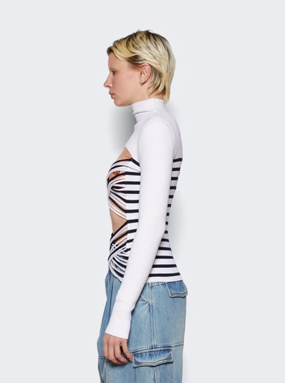 Shop Jean Paul Gaultier Mariniere Laceree Long Sleeve Top In White