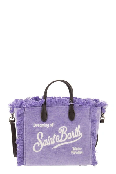 Shop Mc2 Saint Barth Mini Vanity Bag With Velvet Fringes In Lilac