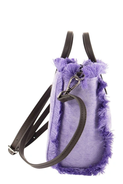 Shop Mc2 Saint Barth Mini Vanity Bag With Velvet Fringes In Lilac