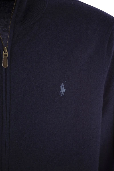 Shop Polo Ralph Lauren Wool Sweater With Zip In Blue