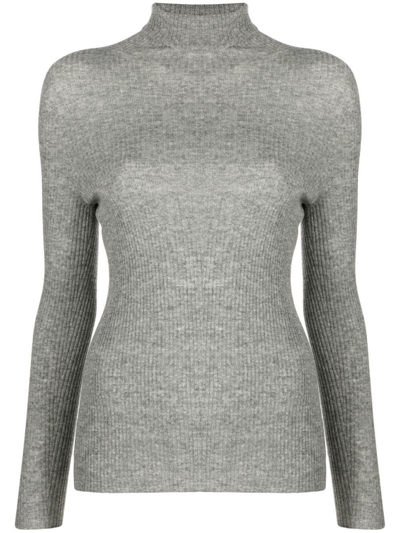 Shop Fabiana Filippi Ribbed Sweater In Gray