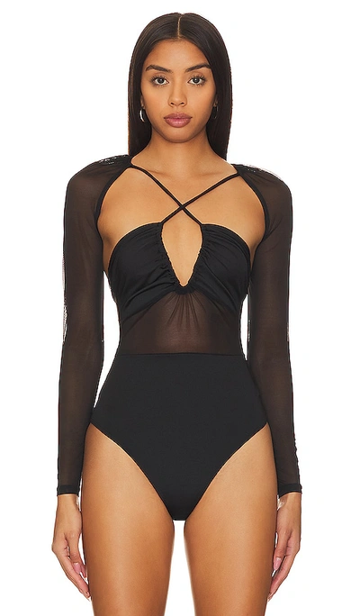 Shop Ow Collection Margot Bodysuit In Black