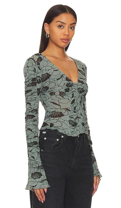 Free People Through The Meadow Ruched Mesh Top In Blue