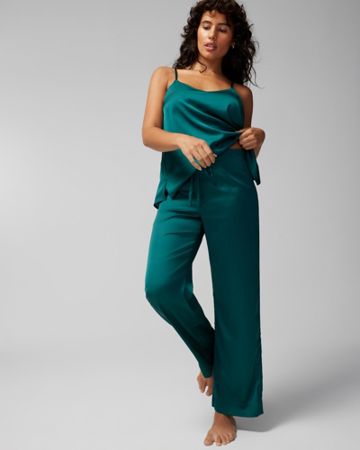 Shop Soma Women's Satin Wide-leg Pajama Pants In Green Size Medium |