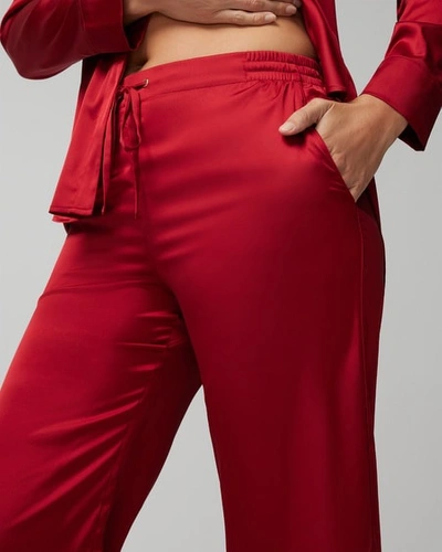 Shop Soma Women's Satin Wide-leg Pajama Pants In Green Size Medium |