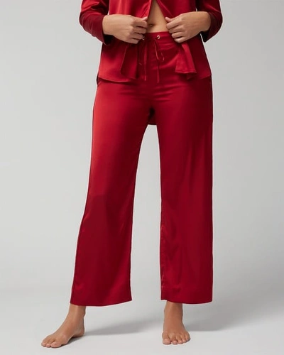 Shop Soma Women's Satin Wide-leg Pajama Pants In Red Size Small |