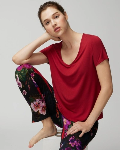 Shop Soma Women's Cool Nights Short Sleeve Pajama T-shirt In Black Size Large |
