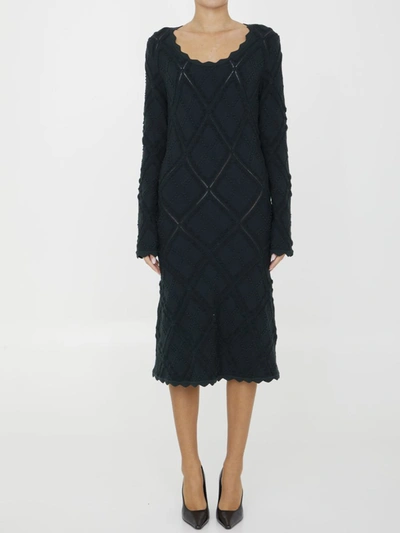 Shop Burberry Aran Knit Dress In Green