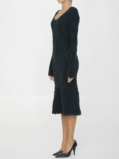 Shop Burberry Aran Knit Dress In Green