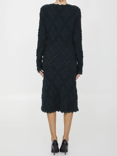 Shop Burberry Aran Knit Dress In Green