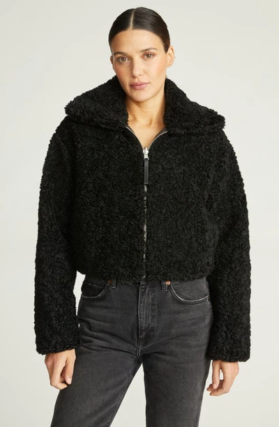 Shop Hudson Cropped Plush Teddy Fur Jacket In Black