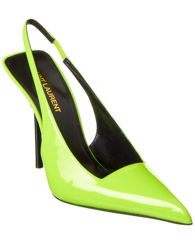 Saint Laurent Kiss 105 Leather Slingback Pump In Yellow