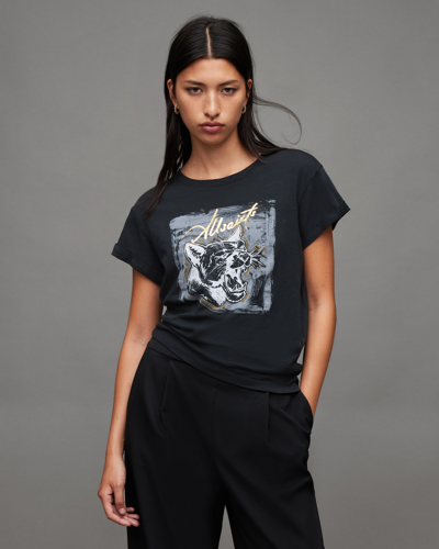 Shop Allsaints Panthere Anna Crew T-shirt In Black