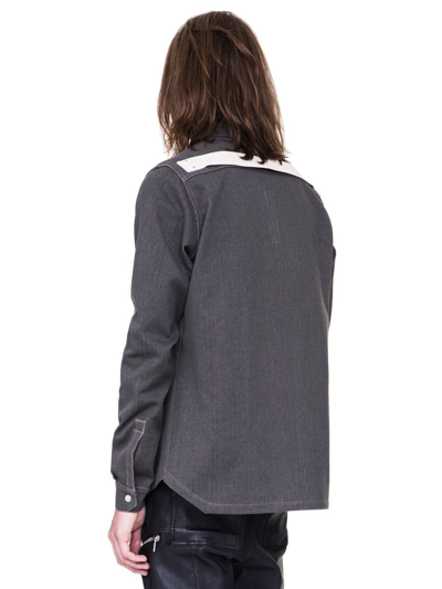 Pre-owned Rick Owens 48 Tecuatl Linen Grey Outershirt Worker Thick Cotton Jacket In Dark Grey