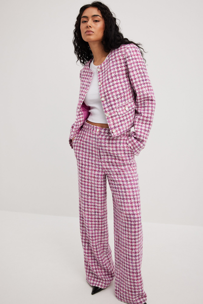 Shop Juliesfi X Na-kd High Waist Suit Trousers In Checkered