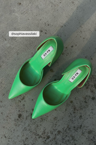 Shop Na-kd Squared Hourglass Heel Pumps Green In Soft Green
