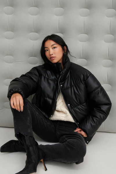 Long pu store padded jacket