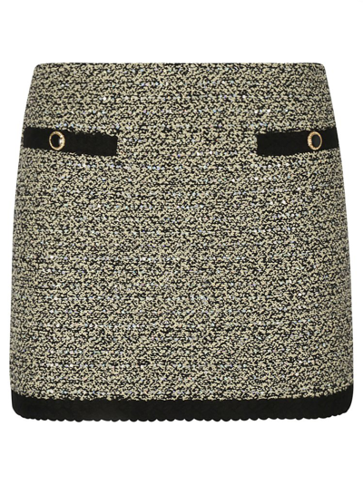 Shop Alessandra Rich Low Rise Tweed Mini Skirt In Multi