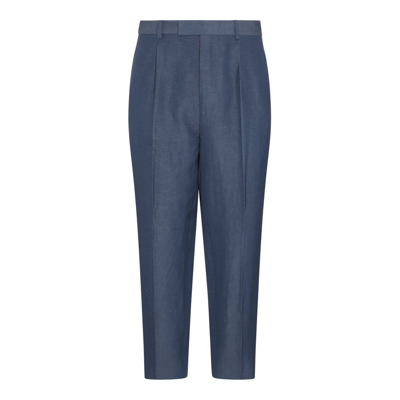 Shop Z Zegna Pressed Crease Tailored Trousers In Blue