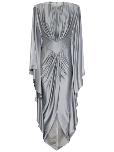 Shop Alexandre Vauthier Gathered Crewneck Dress In Silver