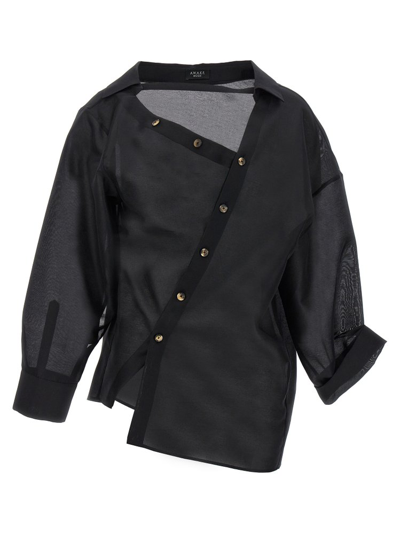 Shop A.w.a.k.e. Mode Asymmetric Buttoned Shirt In Black
