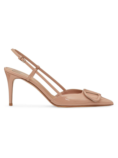 Shop Valentino Women's Vlogo Signature Patent Leather Slingback Pumps 80mm In Rose Cannelle