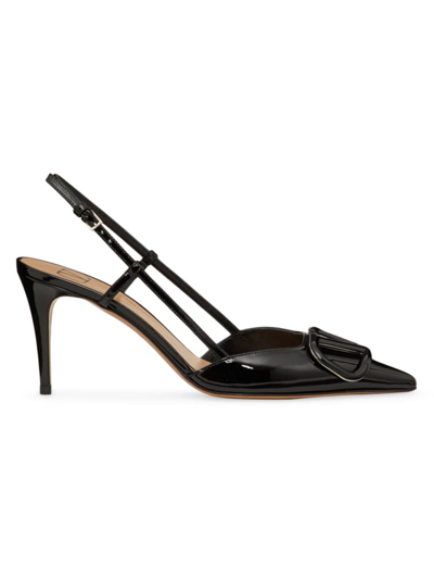 Shop Valentino Women's Vlogo Signature Patent Leather Slingback Pumps 80mm In Black