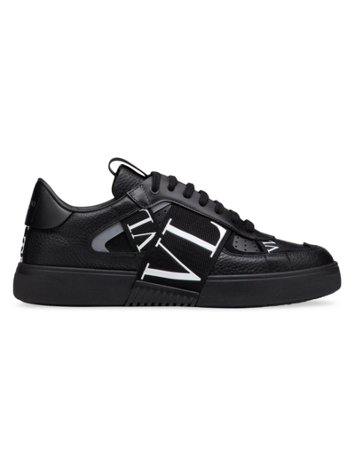 Shop Valentino Men's Low-top Calfskin Vl7n Sneakers With Bands In Black