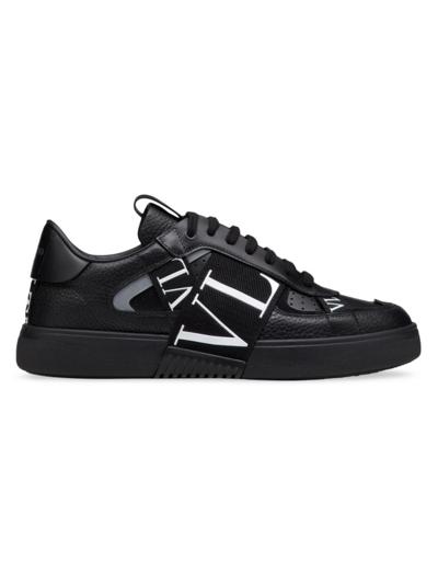 Valentino Garavani Black Calf Leather Bos Taurus Low Top Sneakers