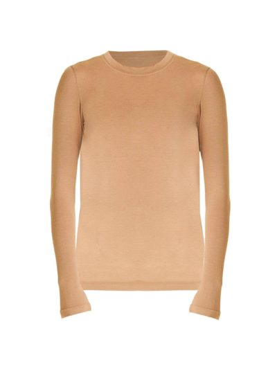 Shop Alala Women's Washable Cashmere Long Sleeve Crewneck Sweater In Camel