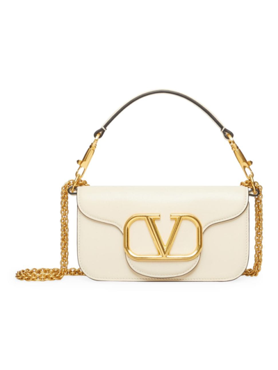 Shop Valentino Women's Locò Small Shoulder Bag In Calfskin In Light Ivory