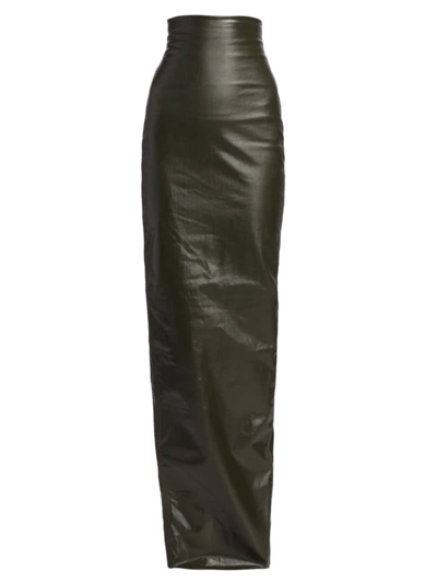 Shop Rick Owens Women's Dirt Laquered Denim Pillar Skirt In Forest