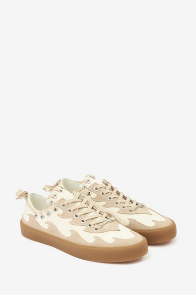 Shop Bluemarble Wavy Applique Sneakers In Beige Leather In Neutrals