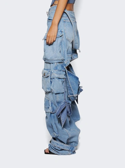 Shop Attico Cargo Denim Jeans In Blue