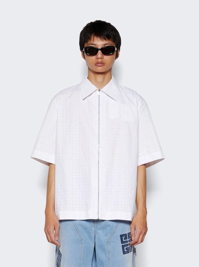 Shop Givenchy Boxy Fit Short Sleeve Zipper Shirt In White