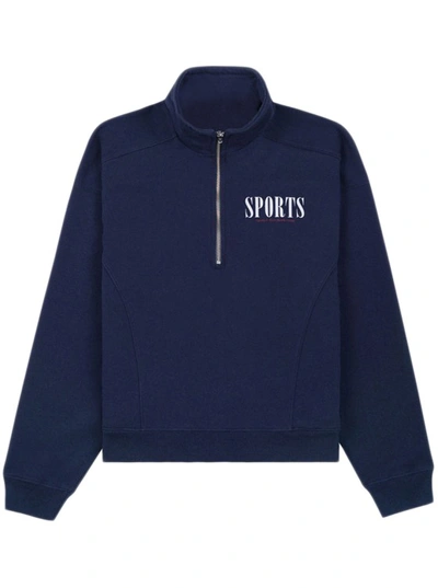Shop Sporty And Rich Sports Quarter Zip Sweatshirt In Blue