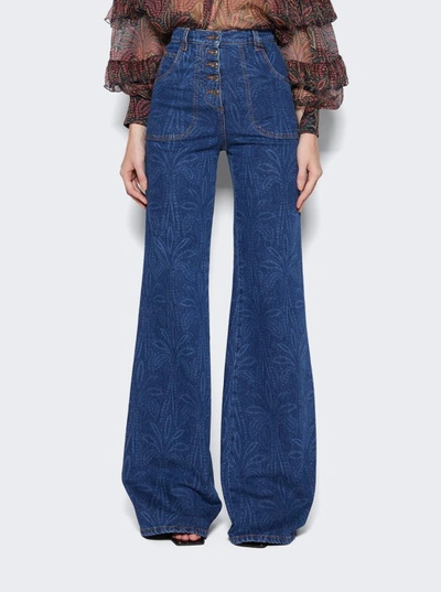 Shop Etro Buttoned Flared Jeans In Blue
