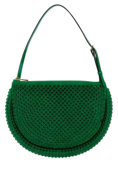 Jw Anderson Green Suede Bumper-moon Shoulder Bag In Green