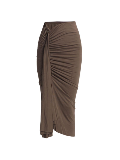 Shop Rick Owens Women's Fog Draped Jersey Column Skirt In Dust